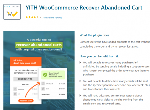 yith woocommerce recovered abandoned cart premium